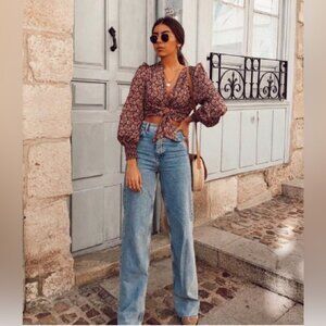 Zara Printed Blouse with Knot